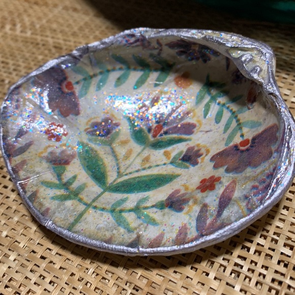 Floral Designed Decoupage Trinket Dish - Picture 2 of 9